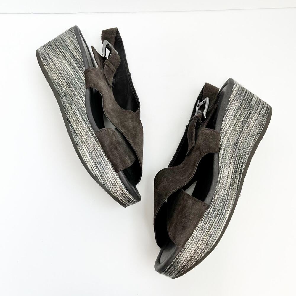 DONALD J PLINER SUEDE PLATFORM SLINGBACK SANDALS WOMEN'S SIZE 10